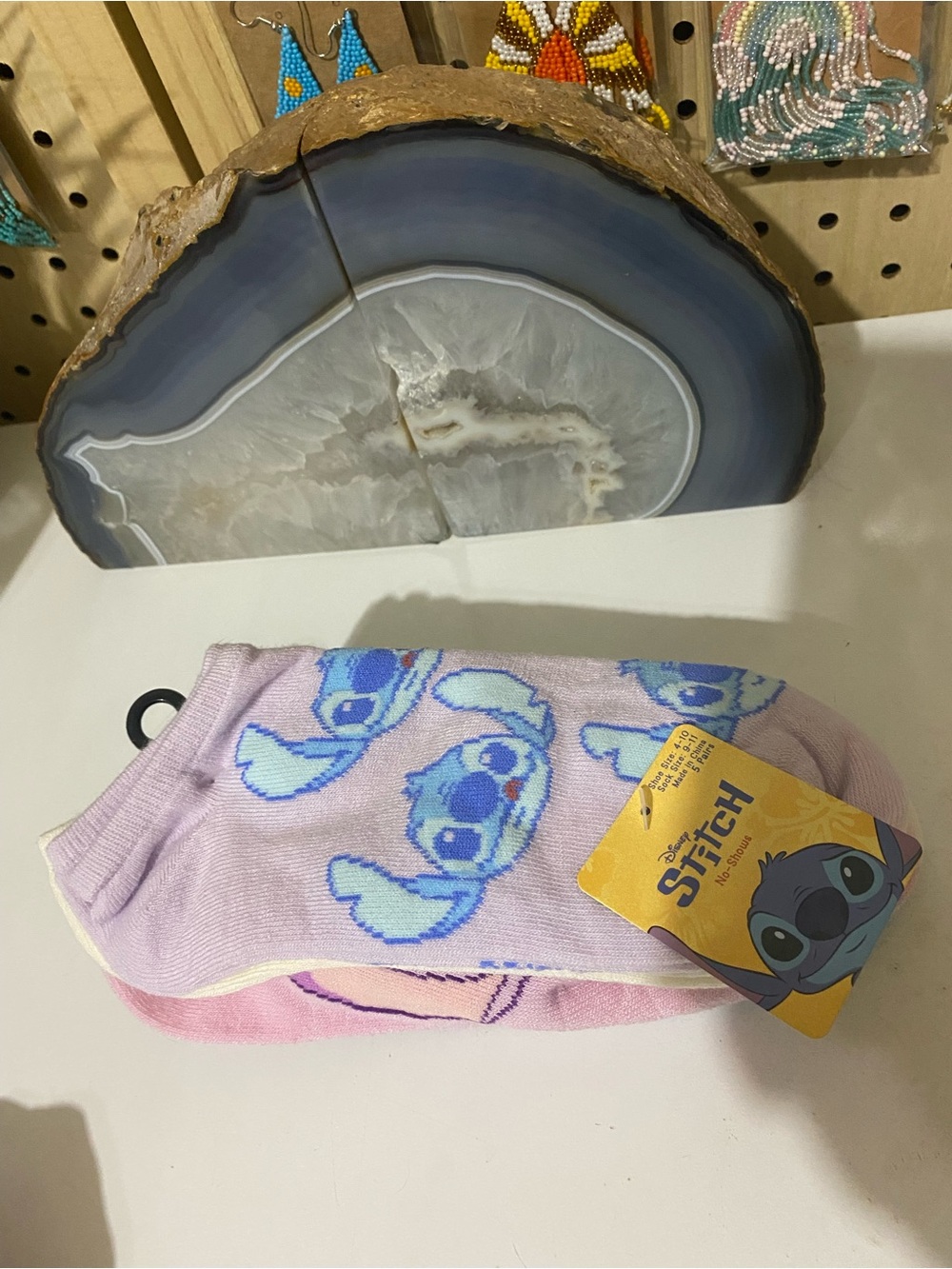 Disney Stitch No-Show Socks in Pastel Pink and Light Blue